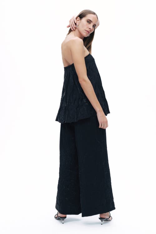Shop Nocturne Wrinkled Strapless Blouse In Black