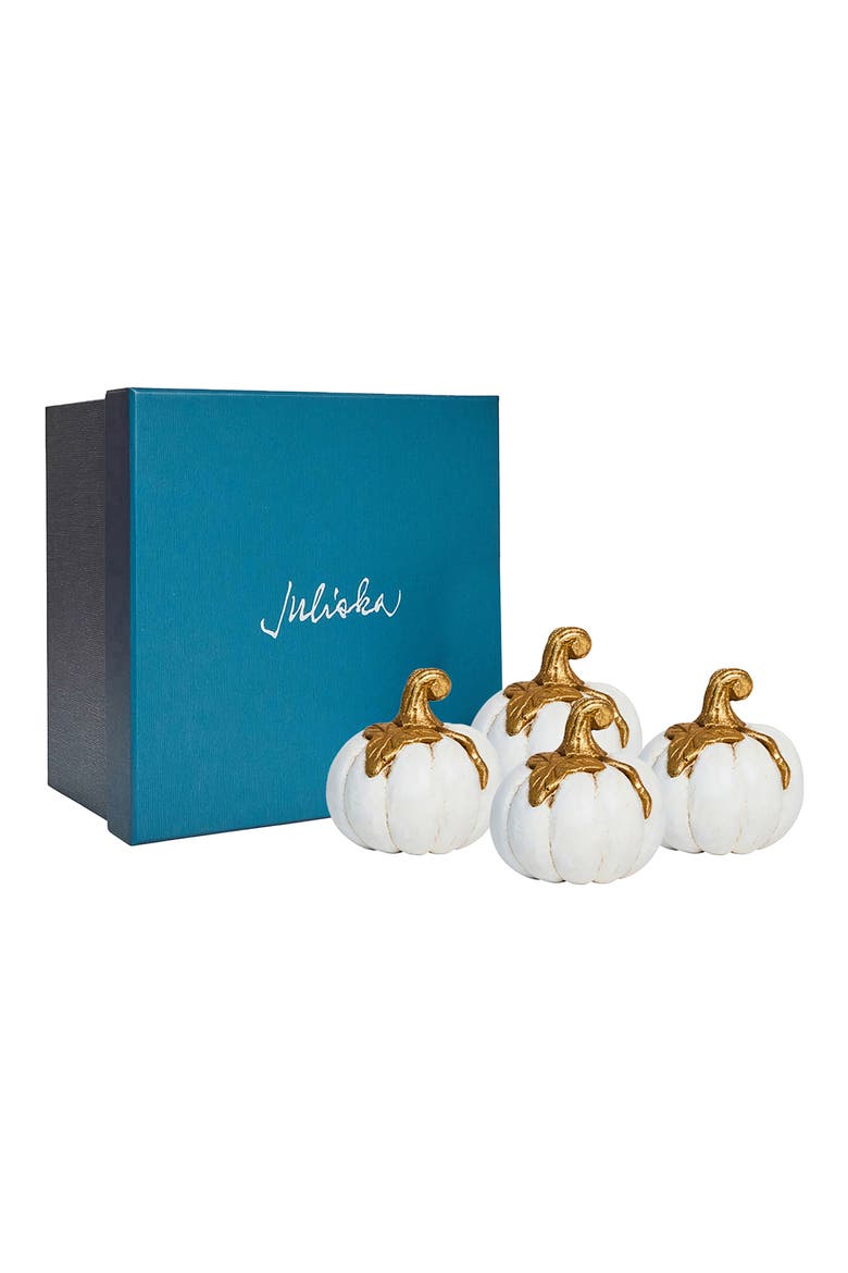 Forest Walk Pumpkin Set of 4 Place Card Holders, Alternate, color, GOLD