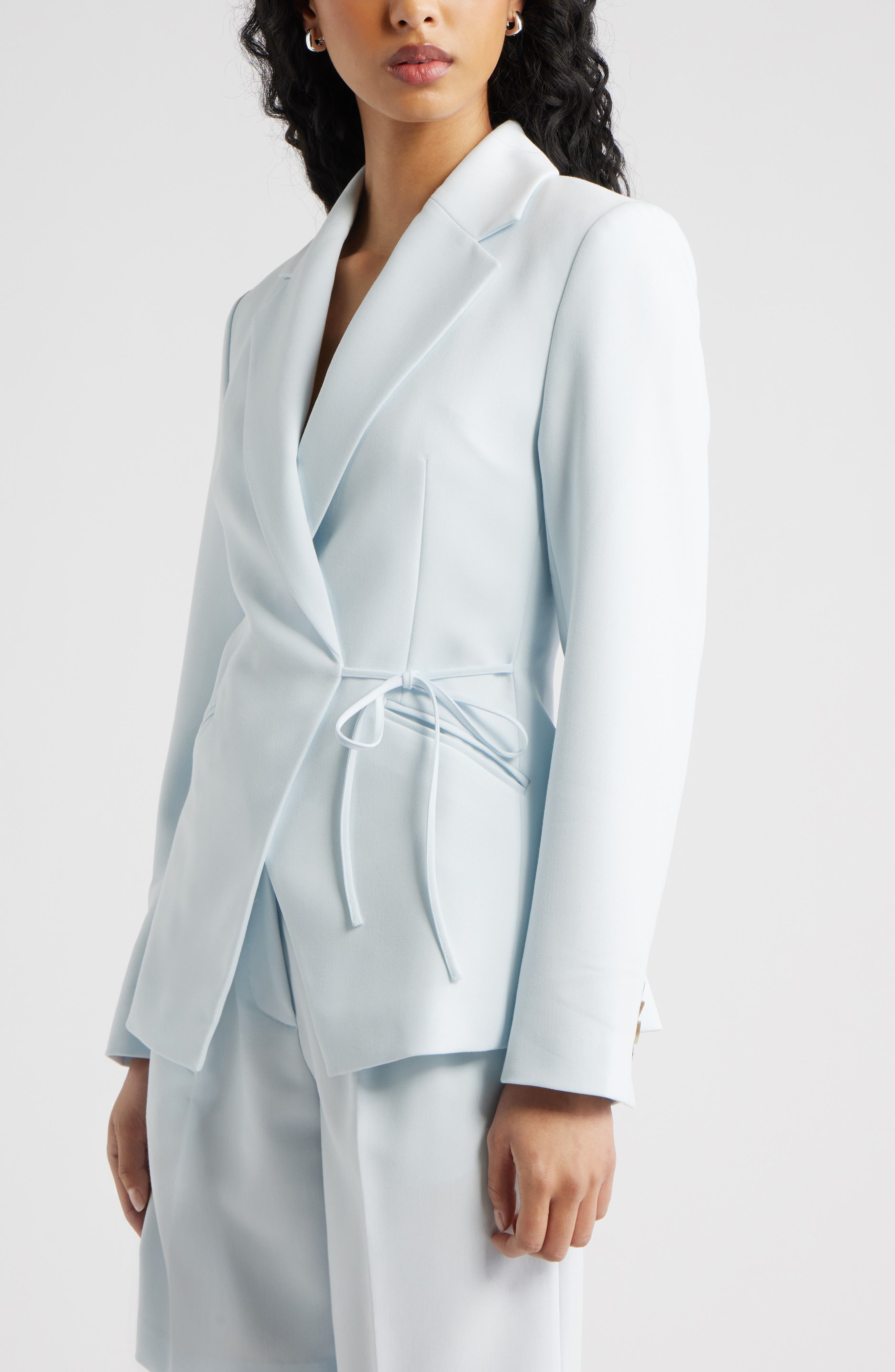 Open Edit Icon Twill Side Tie Blazer (Women) | Nordstrom