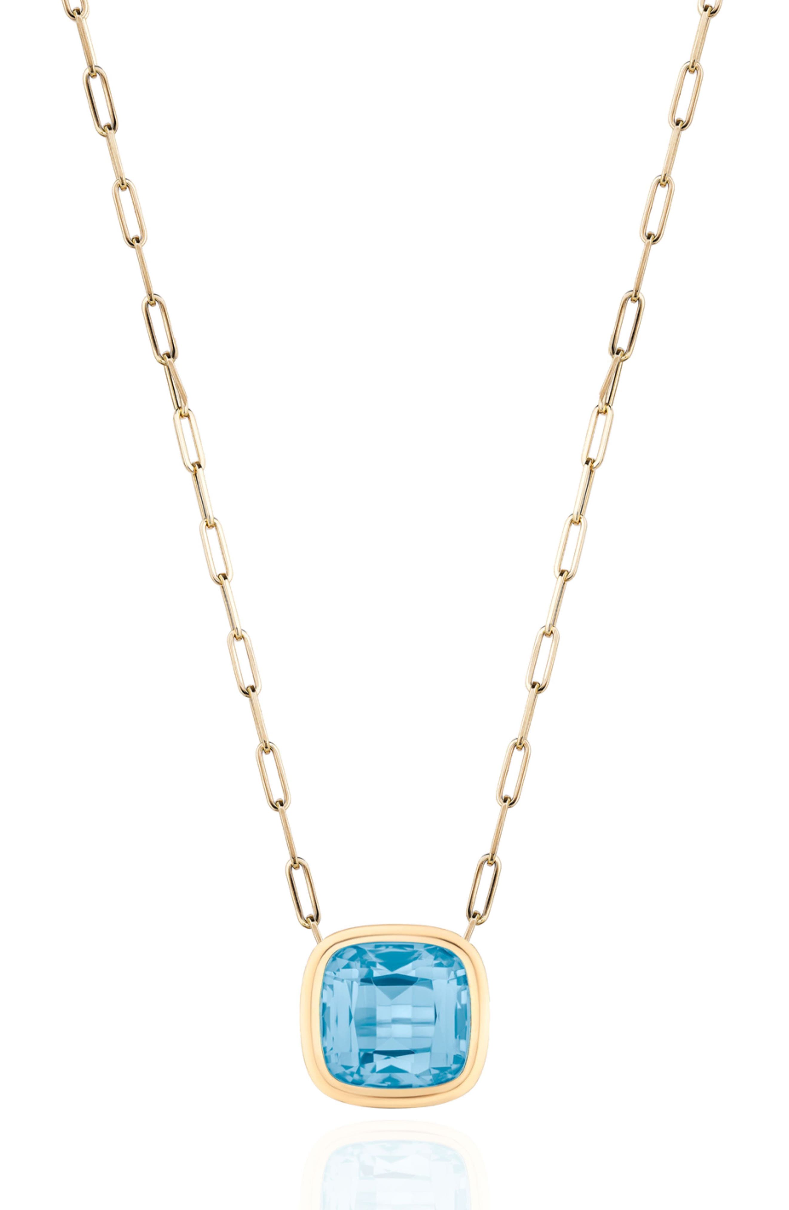 Goshwara Manhattan Cushion Pendant Necklace In Blue