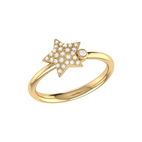 Dazzling Star Bezel Sterling Silver Diamond Ring
