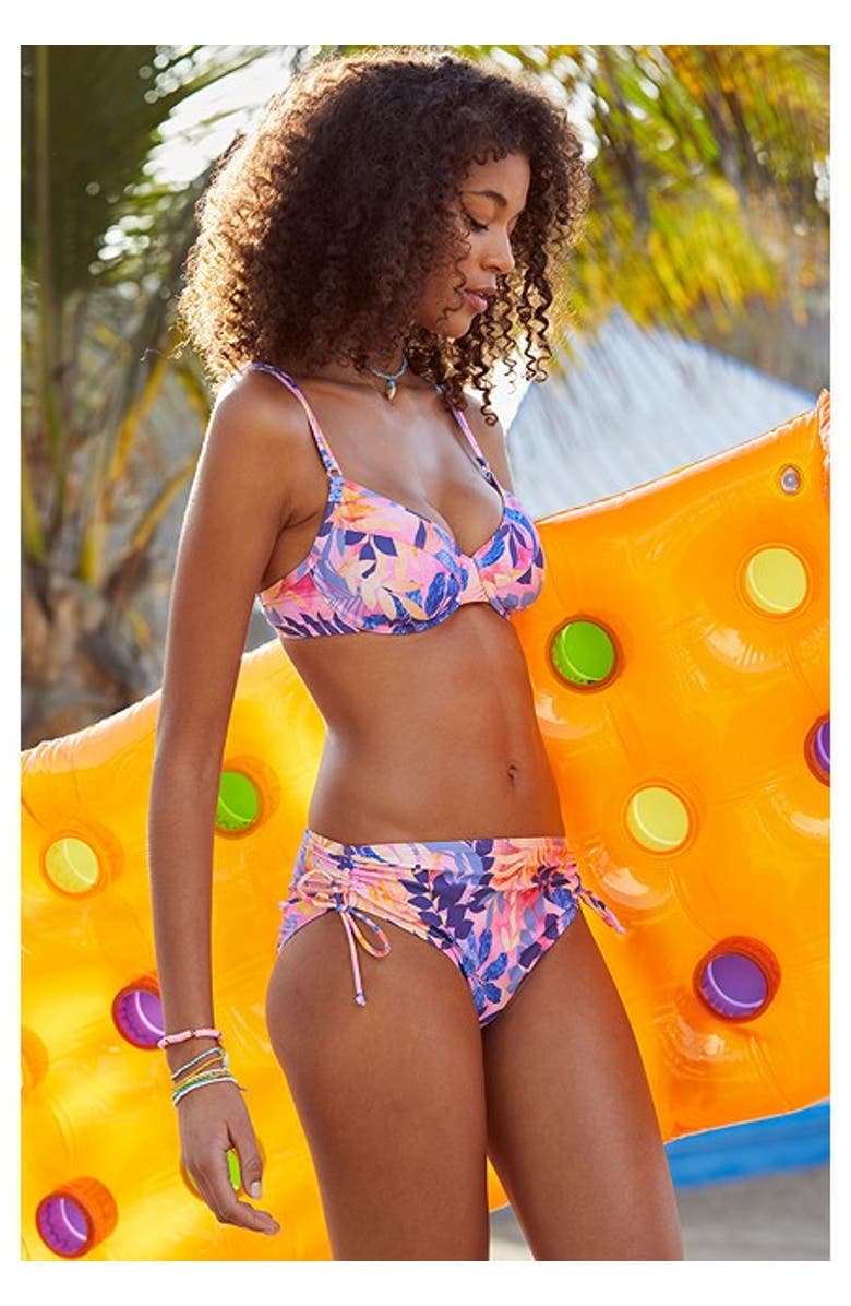 LASCANA Tropical Print Underwire Bikini Top Size 32B, Alternate, color, Pink-Printed