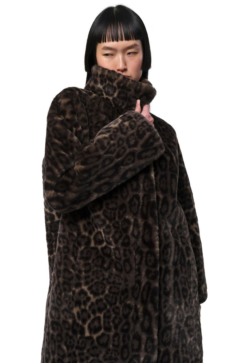 Blair Leopard Pluche™ Faux Fur Coat, Alternate, color, DARK LEOPARD