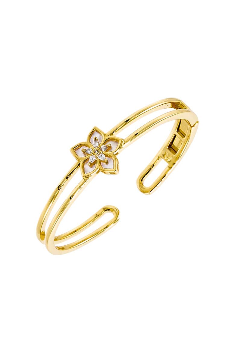 Fancy Colored Stone Flower Bangle, Main, color, White