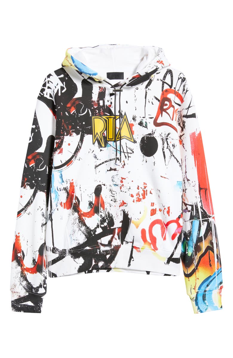 RtA Dion Graffiti Logo Graphic Hoodie, Main, color, White Graffiti