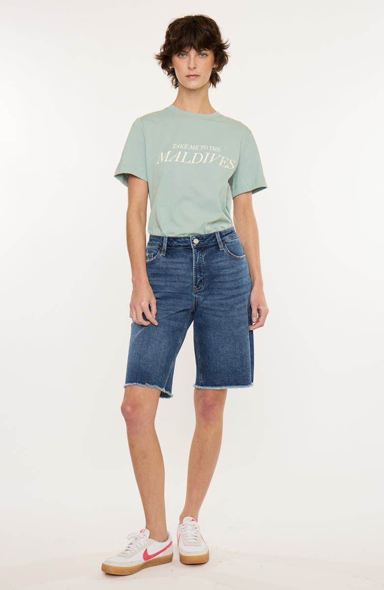 KanCan Arley Essentials Mid Rise Jorts, Alternate, color, Dark Wash