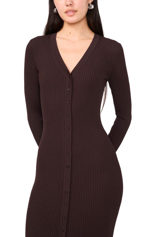 1.state Long Sleeve Rib Cardigan Dress In Brown