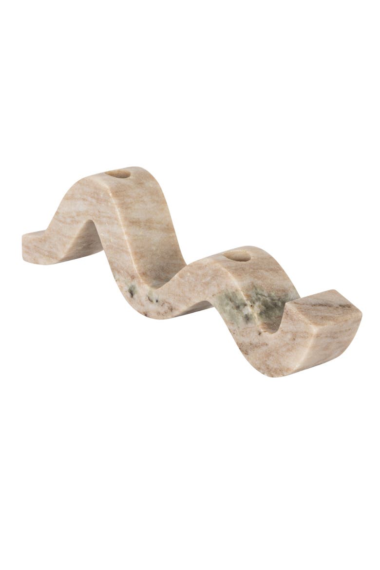 Marble Wave Double Taper Candle Holder, Beige, Main, color, White