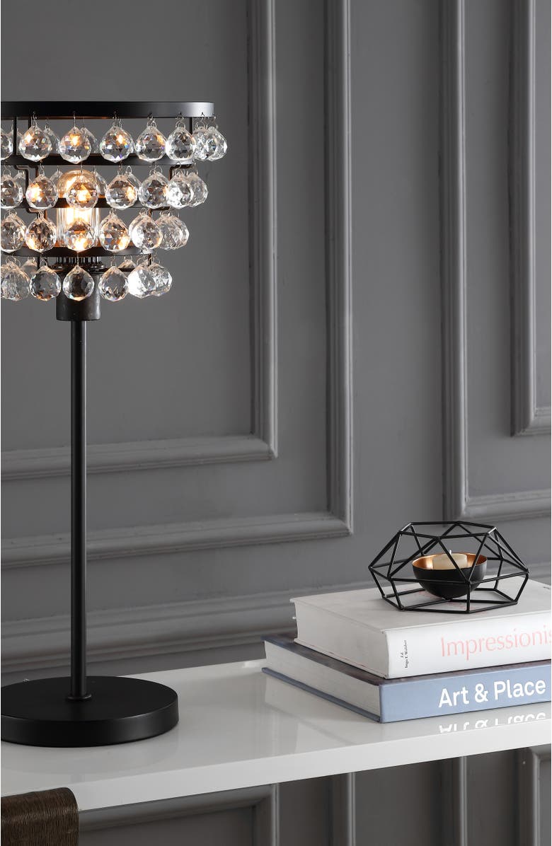 JONATHAN Y Buckingham 25" Crystal/Metal Table Lamp, Alternate, color, Bronze