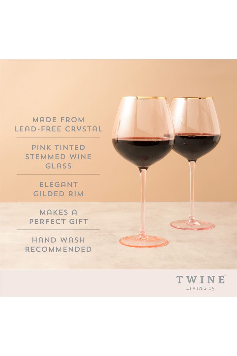 Rose Crystal Red Wine Glasses Set of 2, Alternate, color, ROSE