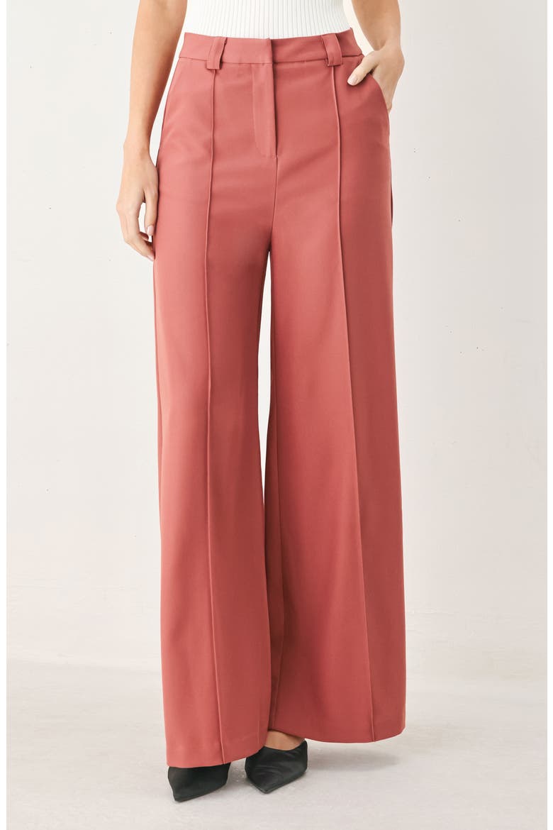 Wide Leg Pintuck Trousers, Main, color, DRIED ROSE