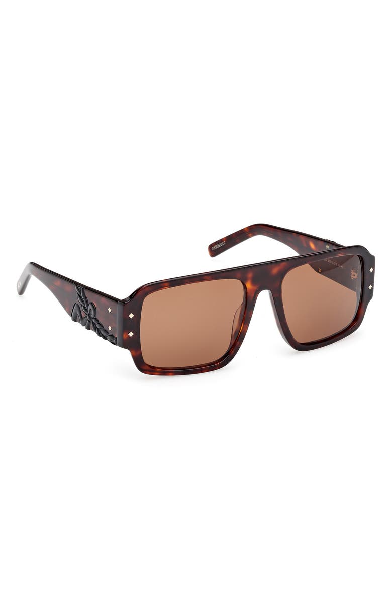 MCM 55mm Polarized Navigator Sunglasses, Alternate, color, Dark Havana / Brown