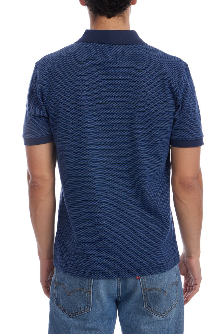 Short Sleeve Ribbed Jacquard Polo, Alternate, color, NAVY