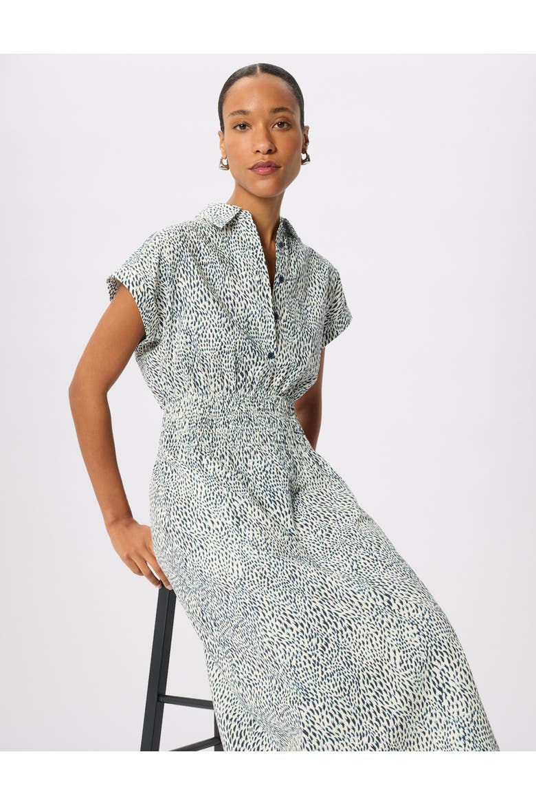 Flecked Animal Collared Dress, Alternate, color, Navy/Multi