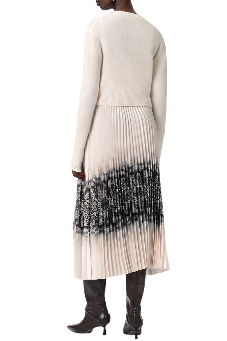 Curtis Ophis Two-Piece Sweater & Pleated Midi Dress, Alternate, color, CHALK WHITE