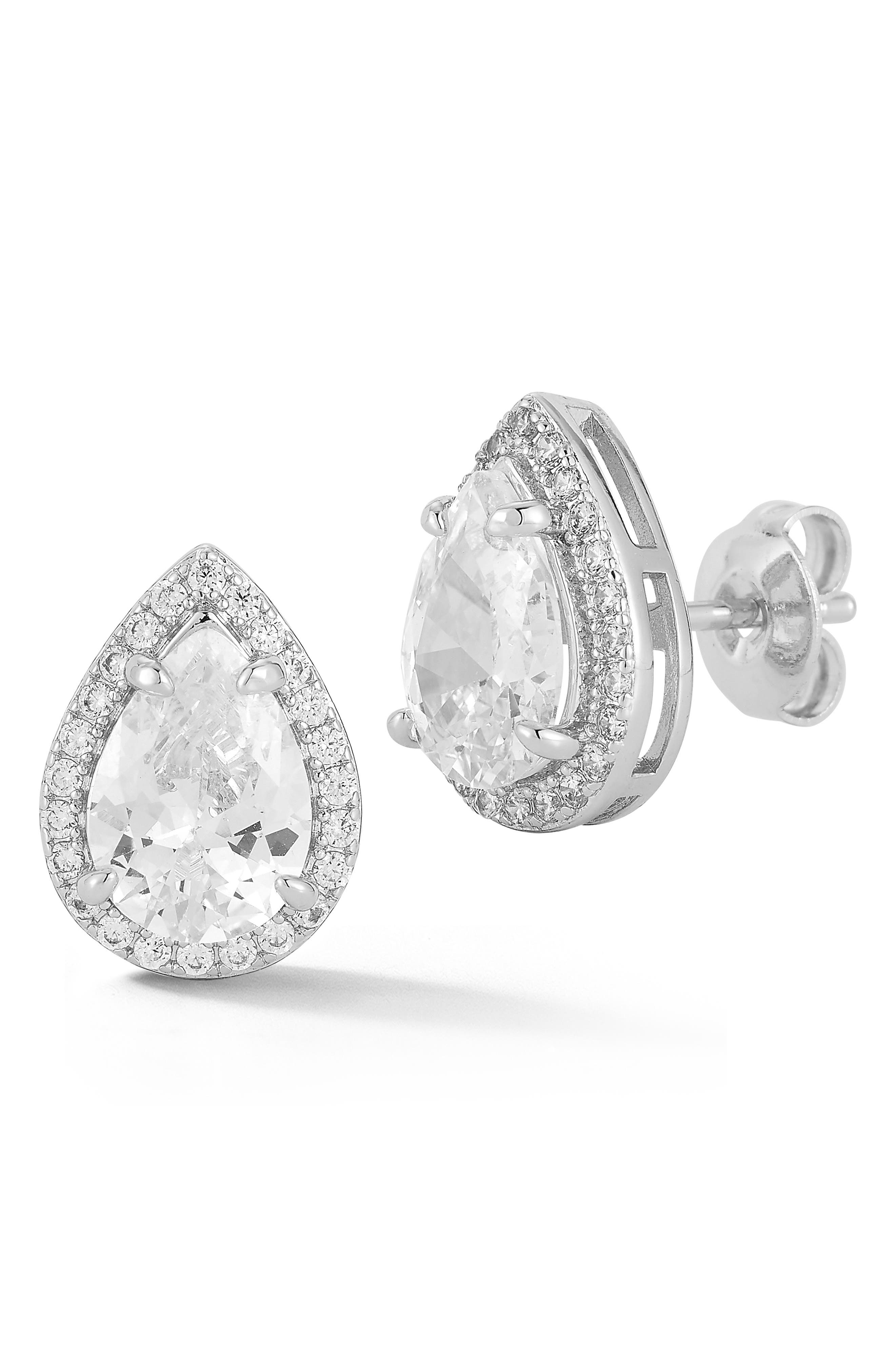 Pear Cut Cubic Zirconia Stud Earrings