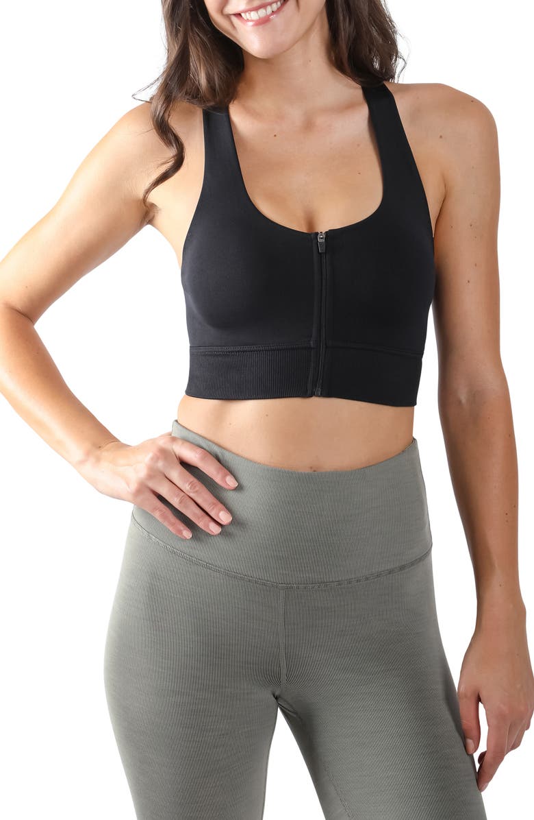 90 DEGREE BY REFLEX Long Line Full Zip Sports Bra, Main, color, 