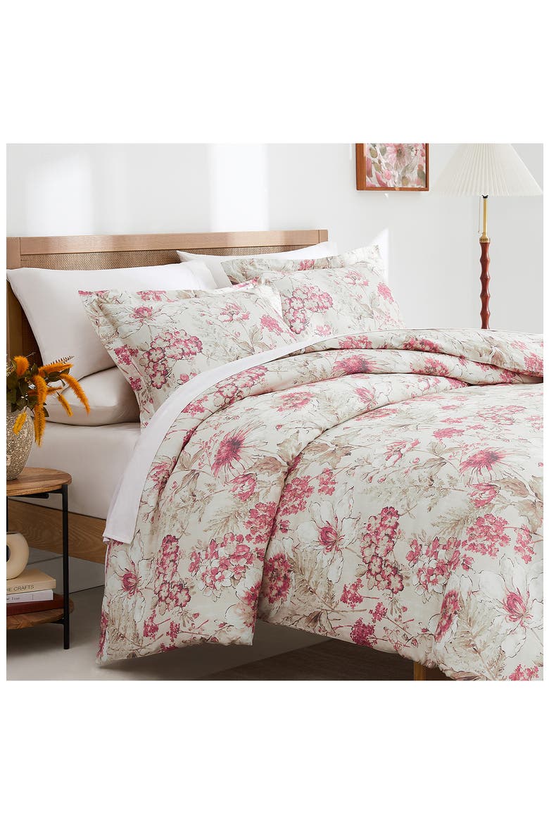 Skye Collection 3-Piece Cotton Duvet Set, Main, color, NATURAL/ RED