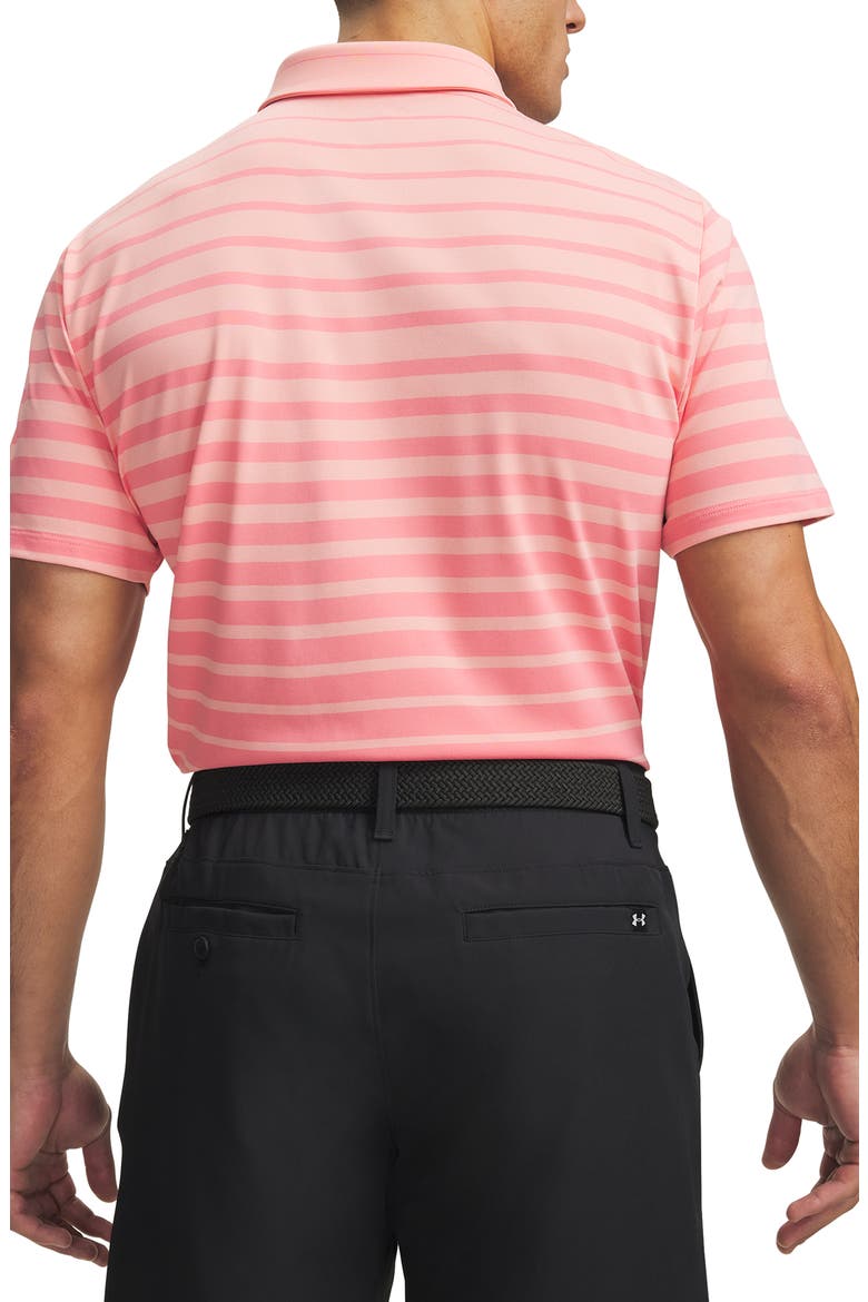 UA ArmourDry Stripe Performance Golf Polo, Alternate, color, POSH PINK