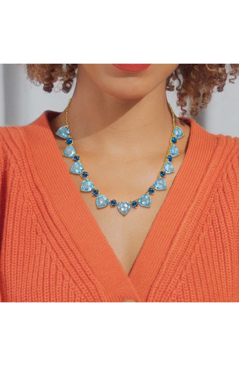 Julianna B. Blue Topaz Heart & Round Necklace Yellow Silver, Alternate, color, Blue Topaz
