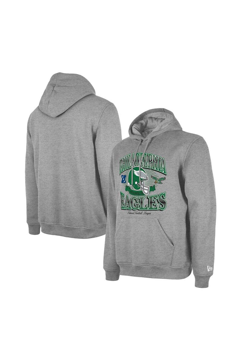New Era Men's New Era Heather Gray Philadelphia Eagles Retro Pullover Hoodie, Main, color, 