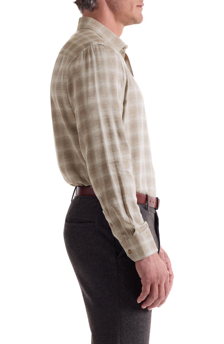 Bugatchi Julian Shaped Fit Plaid Button-Up Shirt, Alternate, color, Walnut