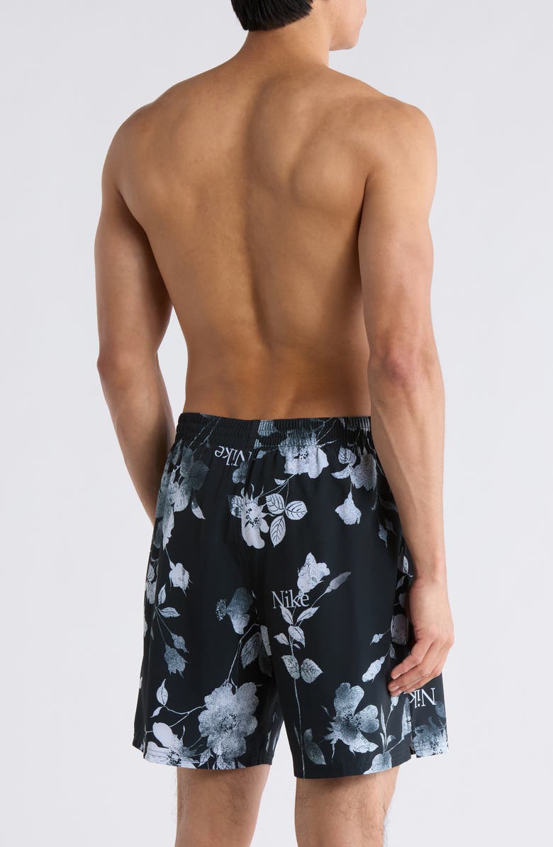 Nike Floral Swim Trunks, Alternate, color, Black