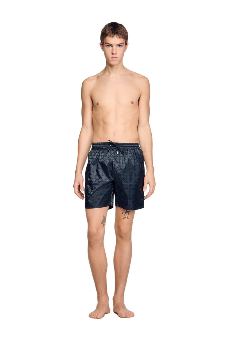 Square Cross swim shorts, Alternate, color, Dark grey