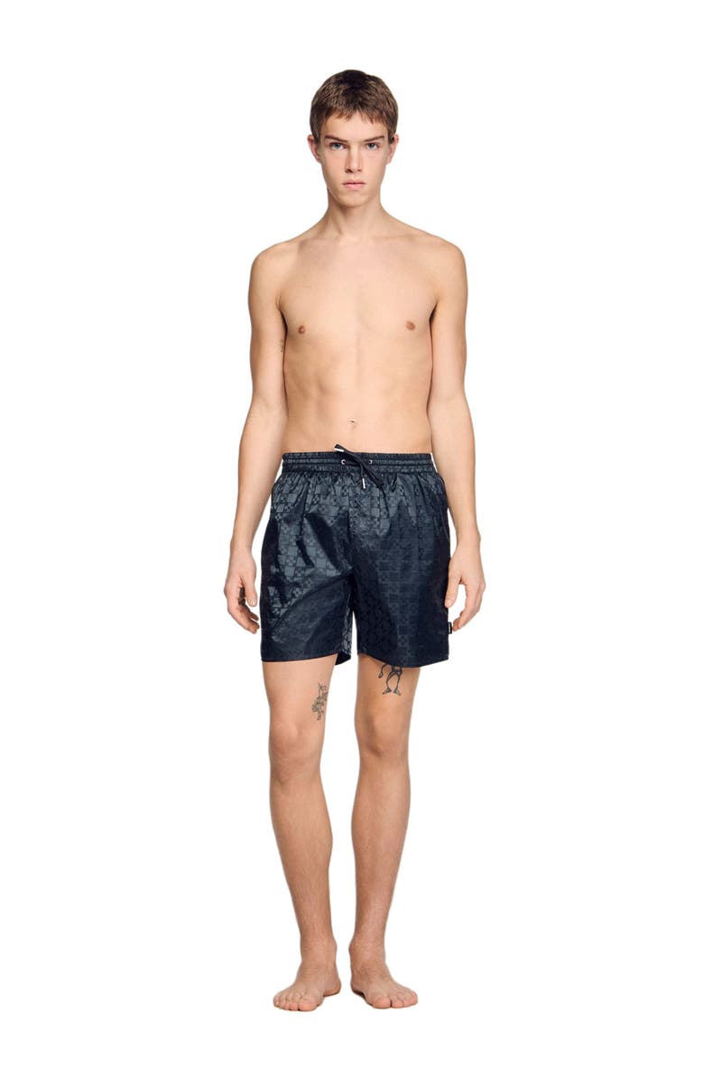 SANDRO Square Cross swim shorts, Alternate, color, Dark Grey