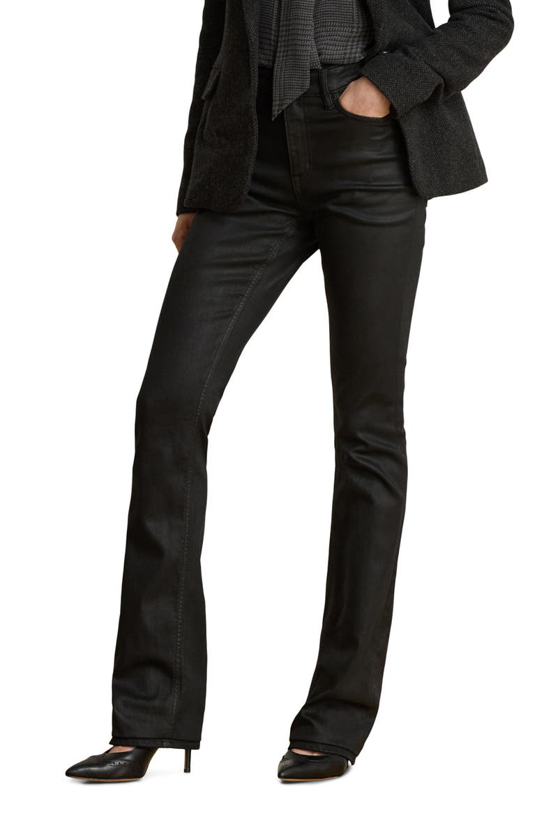 Coated Bootcut Jeans, Main, color, BLACK
