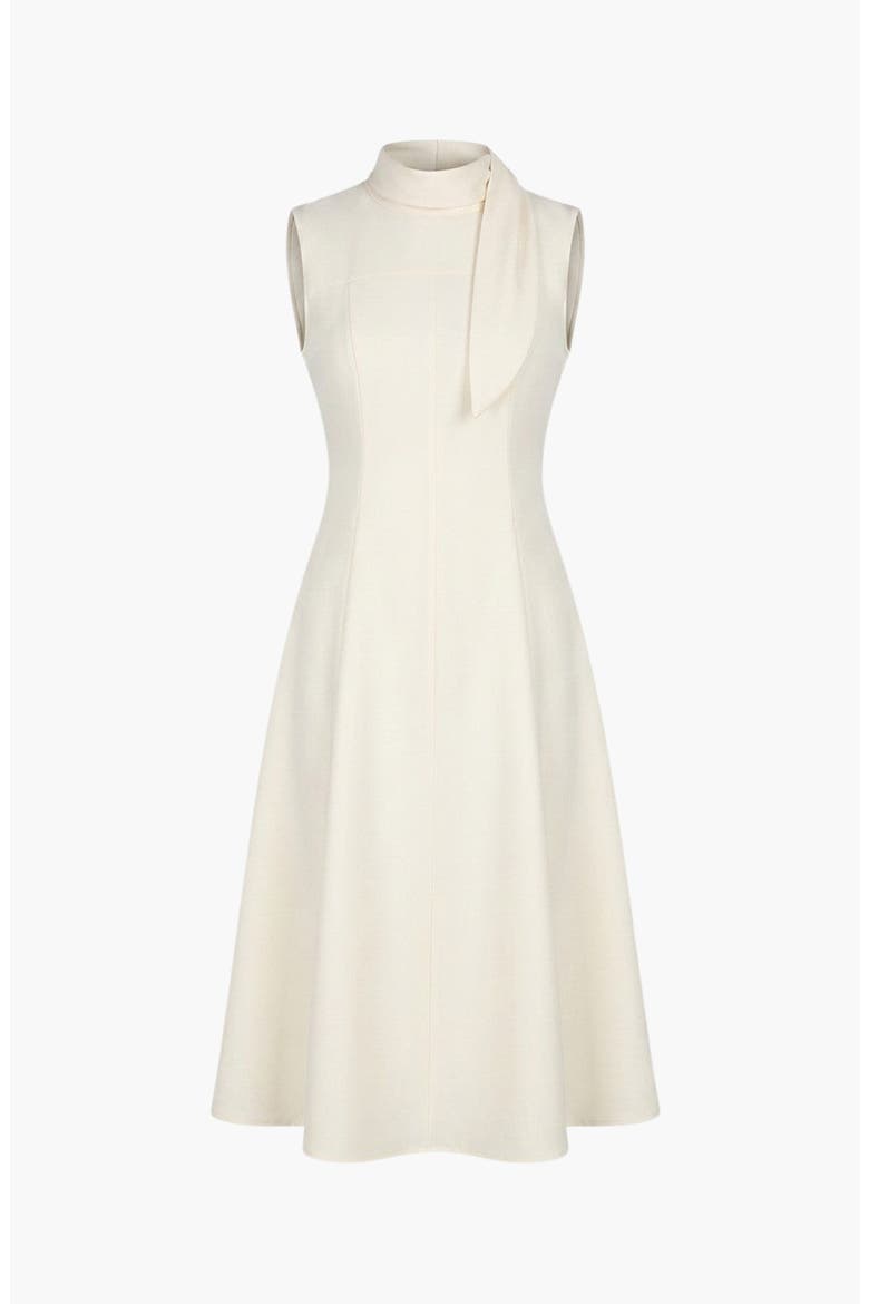 High Neck Sleeveless Tie Detail Midi Dress, Alternate, color, Beige