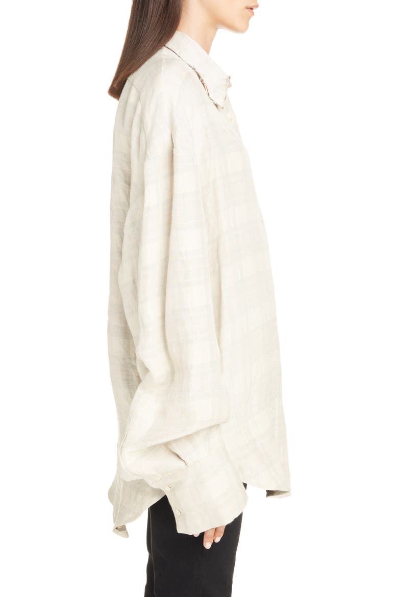 Sadira Check Linen Blend Shirt, Alternate, color, CREAM/ ORANGE