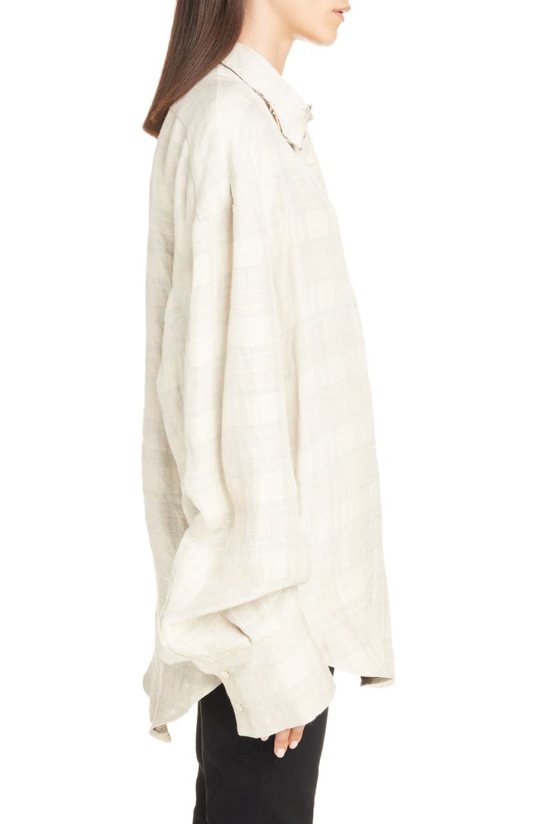 Acne Studios Sadira Check Linen Blend Shirt, Alternate, color, 