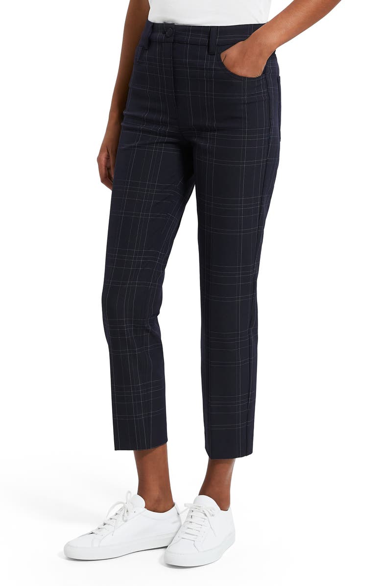 Theory Treeca Dover Windowpane Plaid Trousers, Alternate, color,