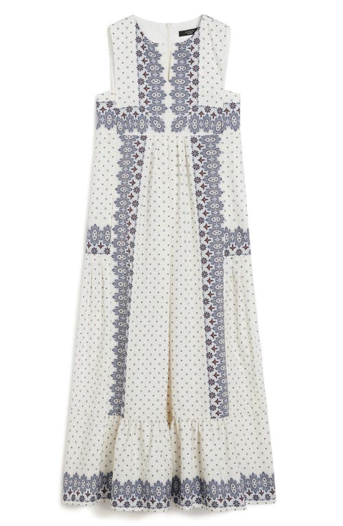 Weekend Max Mara Manila Mixed Print Cotton Dress In White