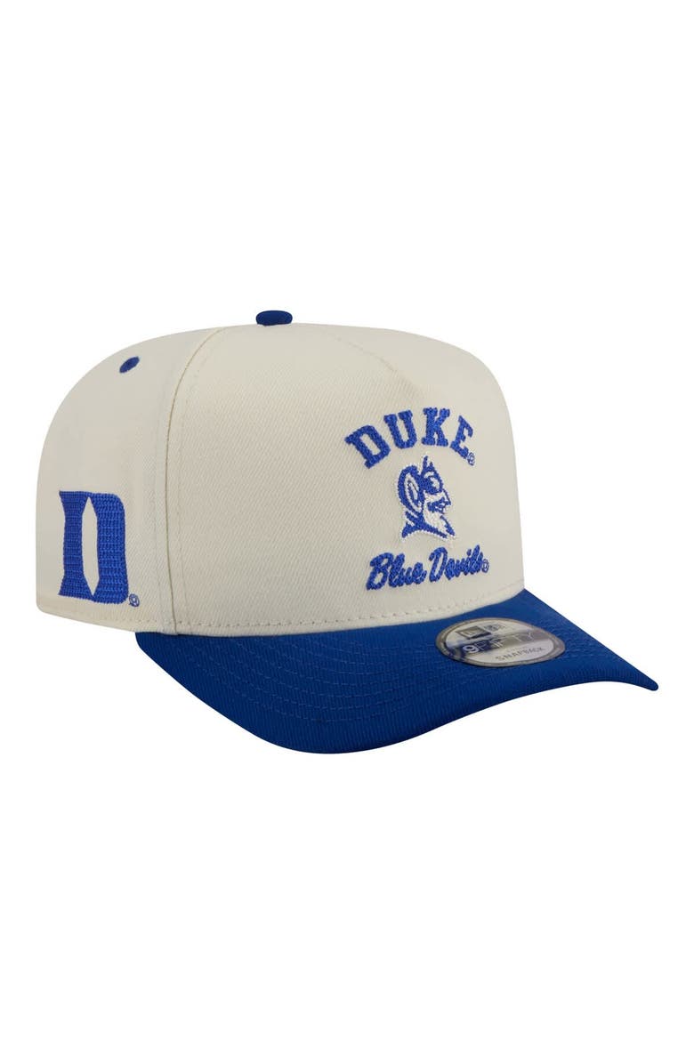 New Era Men's New Era  Cream/Royal Duke Blue Devils Two-Tone Arched 9FIFTY Snapback Hat, Main, color, Cream