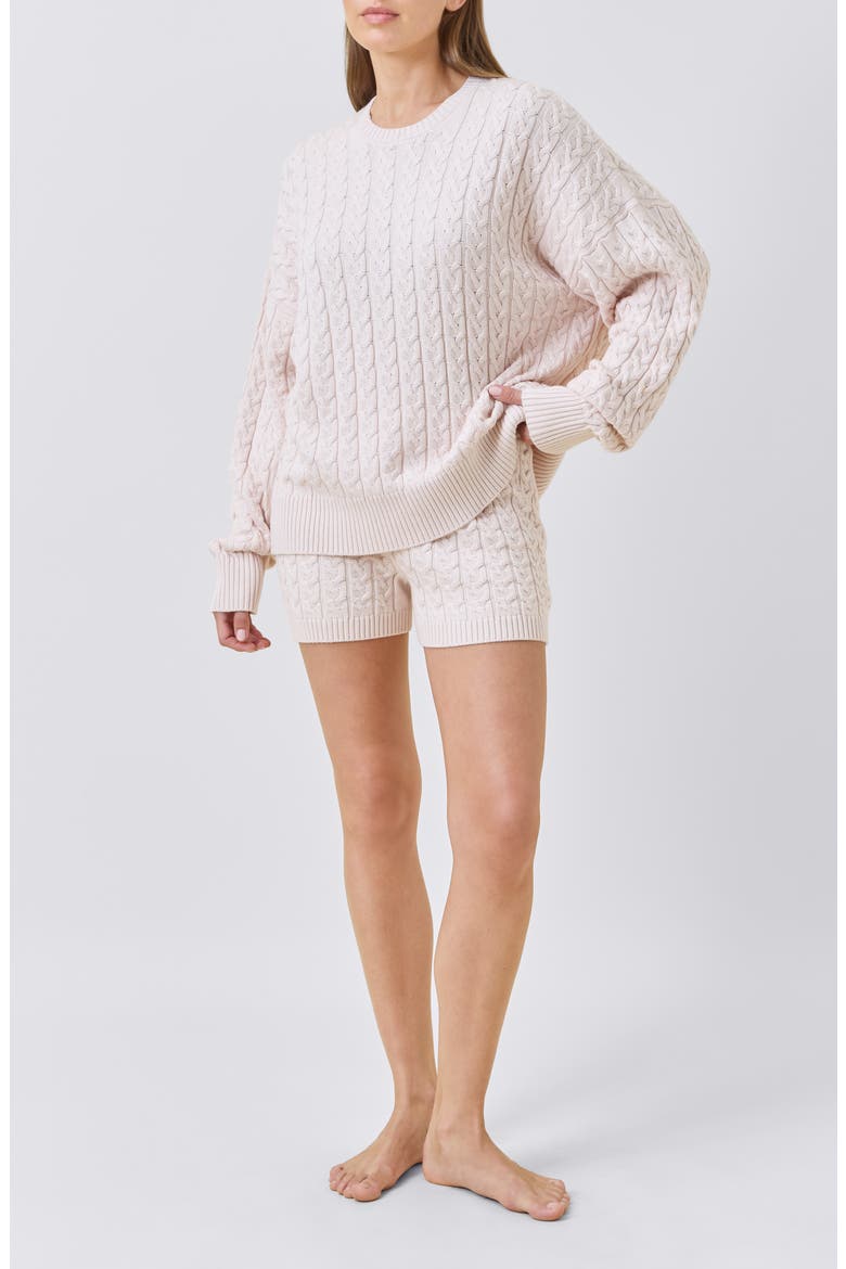 Cozy Cable Long Sleeve Pajama Top, Alternate, color, SHELL