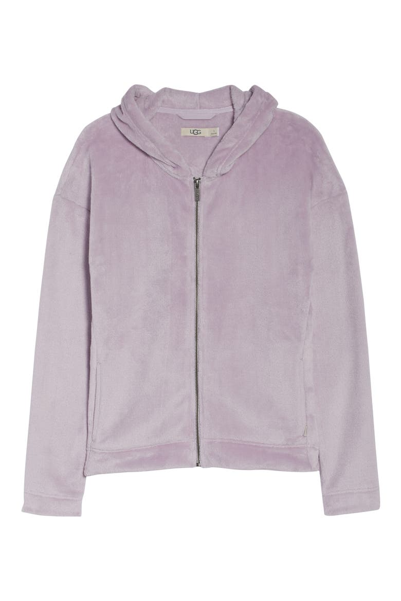 Tasha Double Face Fleece Zip Hoodie, Alternate, color, LILAC FROST