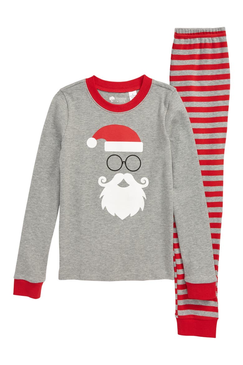 Fitted Two-Piece Pajamas, Main, color, GREY MEDIUM HEATHER SANTA