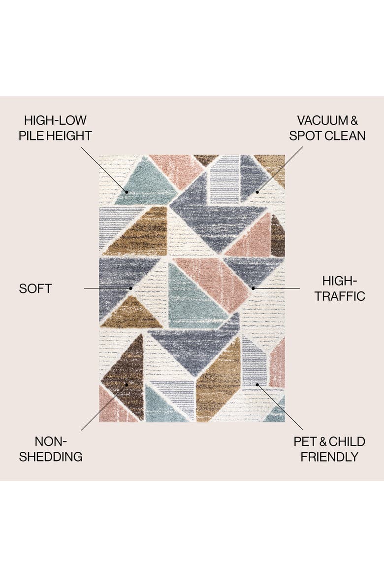 Aileen Geometric Scandi Colorblock Carved Area Rug, Alternate, color, Multi