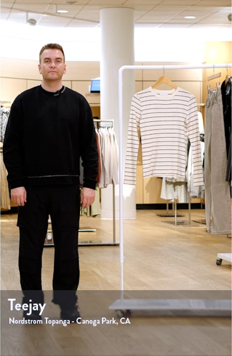 Stripe Long Sleeve Cotton & Modal Crewneck Top, sales video thumbnail