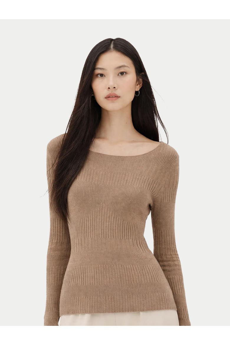 Ribbed Cotton Silk Cashmere Blend Sweater, Alternate, color, timber wolf