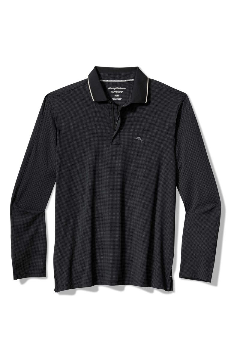 Tommy Bahama Palm Desert Half Zip Polo Shirt, Main, color, Jet Black