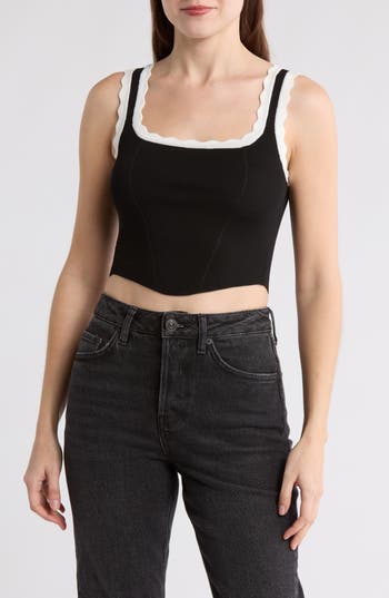 BLU PEPPER BLU PEPPER SCALLOP TRIM RIBBED CROP TOP