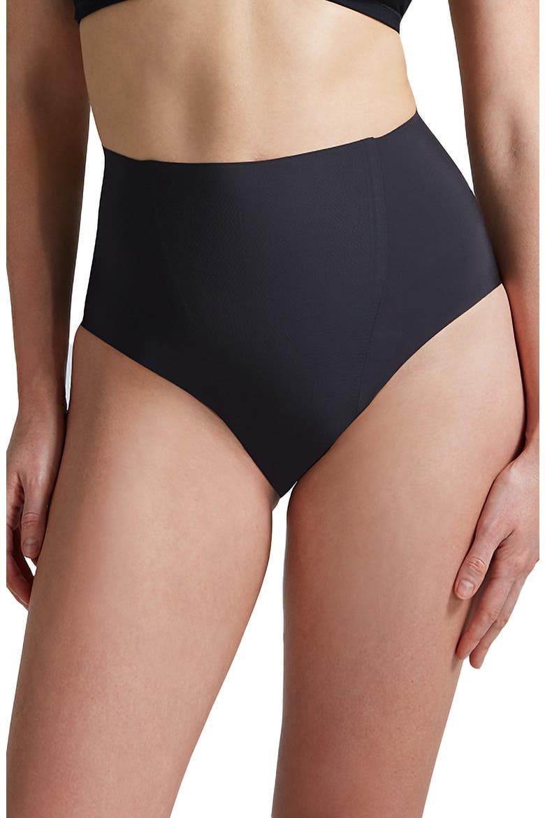 Zone Smoothing High Waist Briefs, Main, color, BLACK