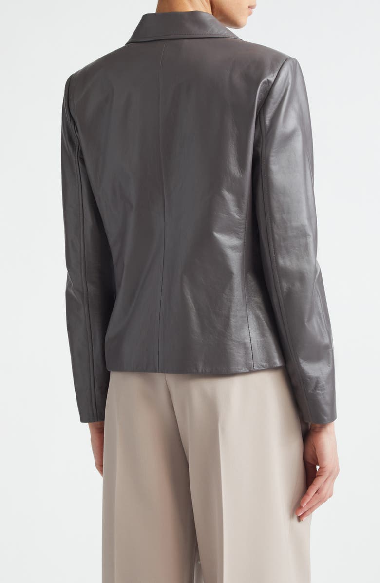 Jil Sander Crop Napa Leather Blazer, Alternate, color, Volcanic Glass