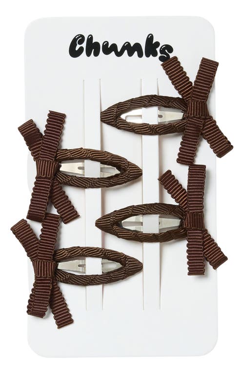 Chunks Set Of 4 Bow Snap Clip Barrettes In Brown