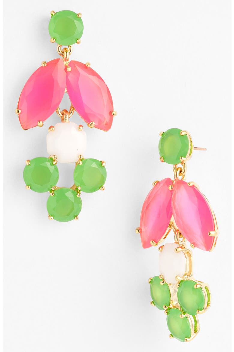 'marquee' chandelier earrings, Main, color, FLUORESCENT PINK MULTI/ GOLD