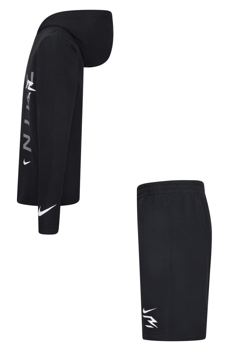 3 Brand Kids' Logo Pullover Hoodie & Shorts Set, Alternate, color, Black