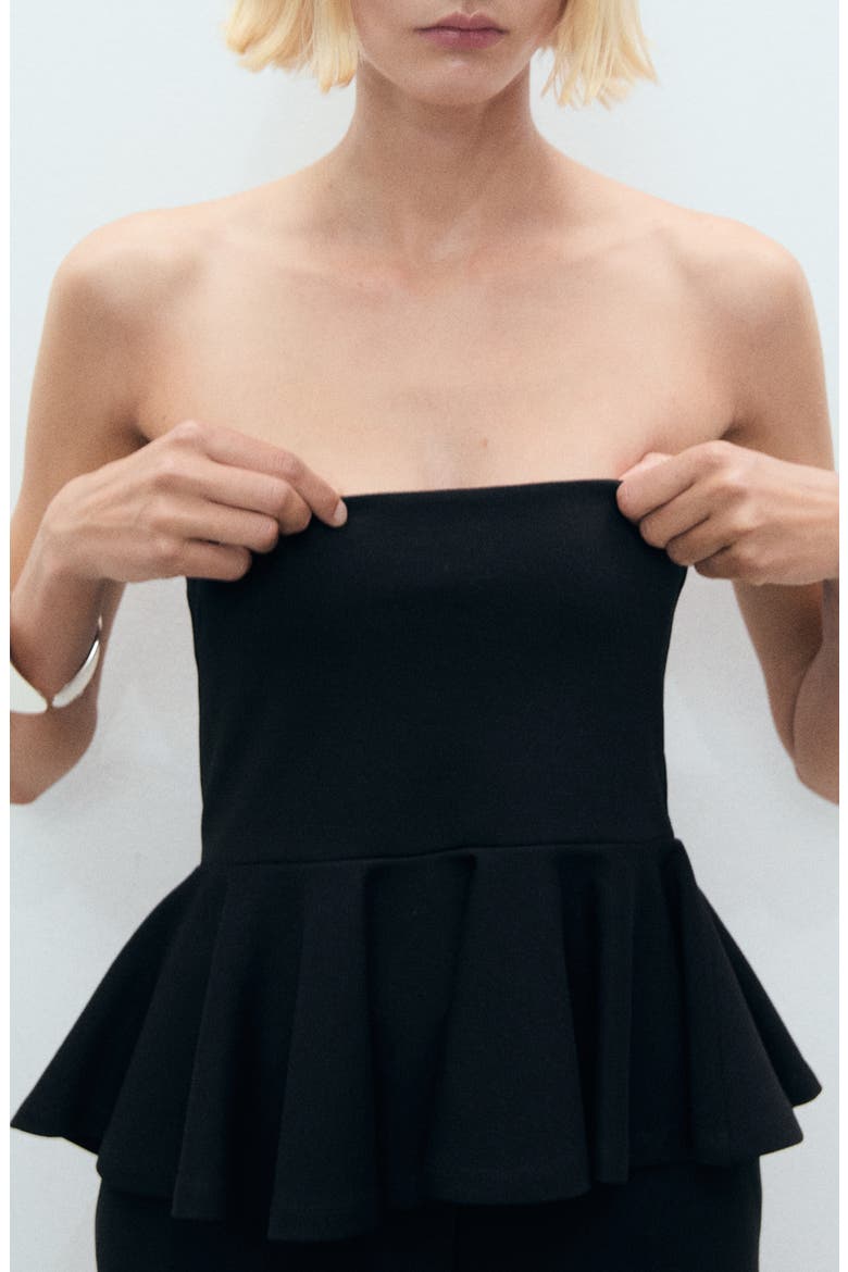Bandeau Peplum Top, Main, color, BLACK